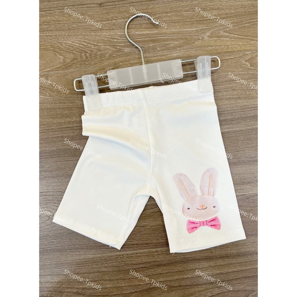 Quần legging đùi cho bé gái hình thỏ đeo nơ