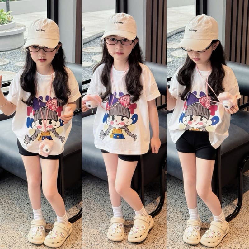 Set bộ legging cho bé gái hình cô gái nơ tím