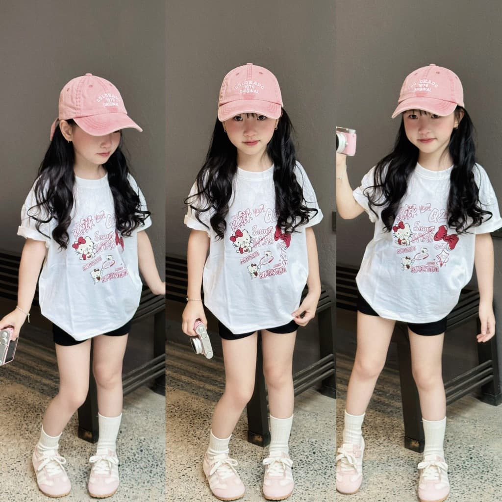 Set áo thun quần legging cho bé gái hình kitty sumer