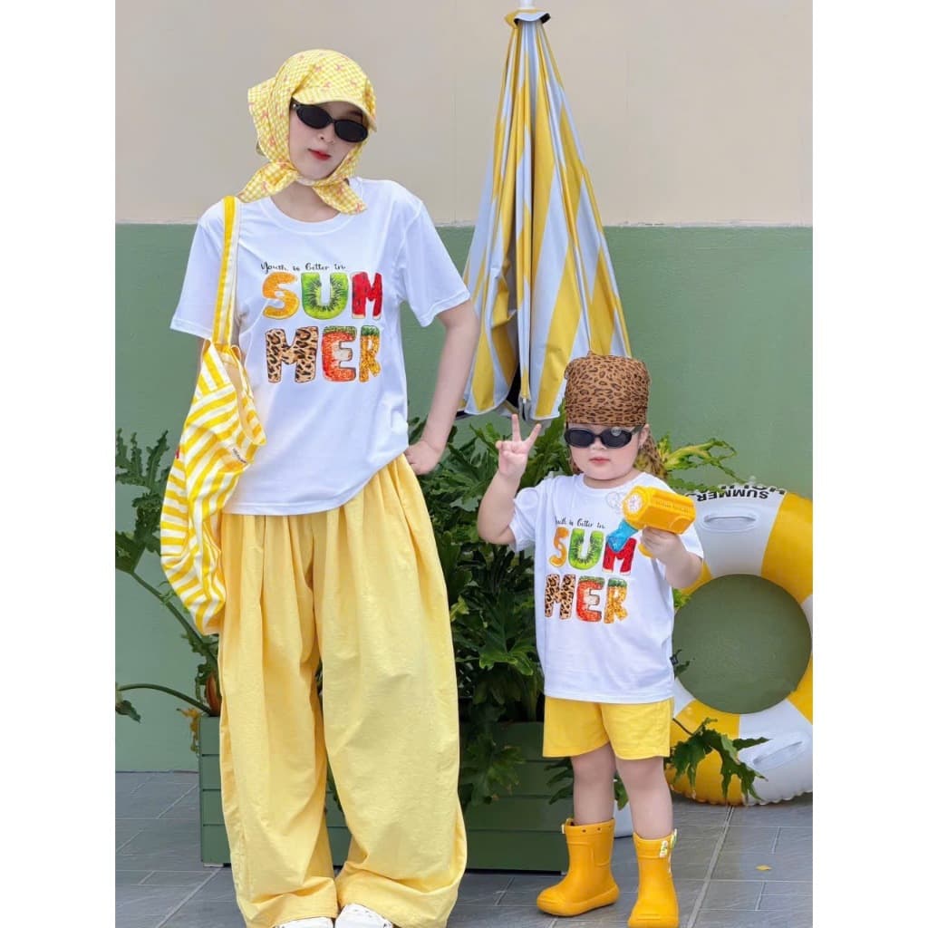 Áo thun gia đình bố mẹ và bé hình summer mùa hè