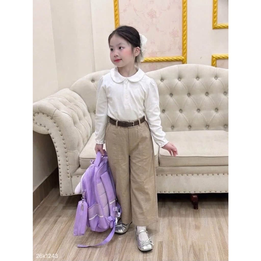 Quần kaki ống xuông tặng kèm thắt lưng cho bé mặc đi học