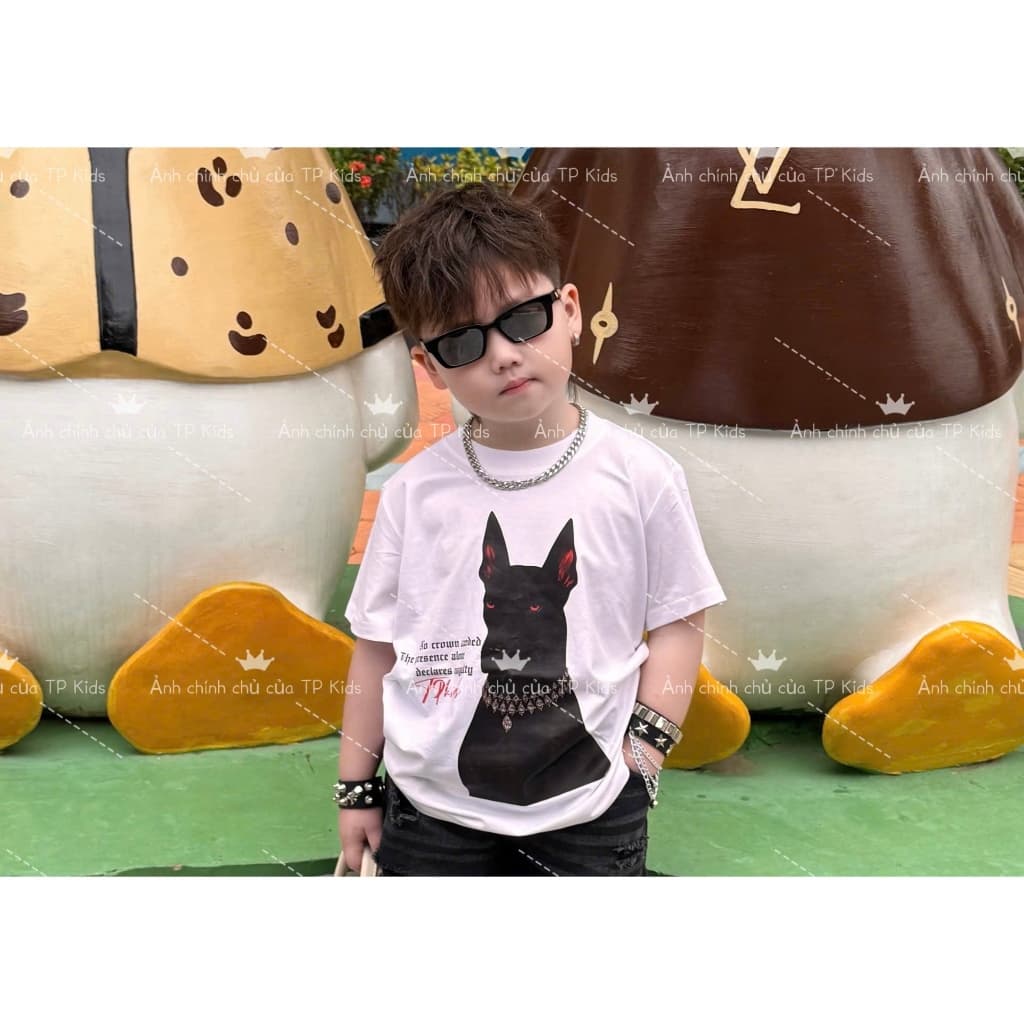 Áo thun cộc tay cho bé trai chó TP